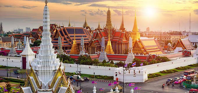 The Bangkok skyline at dusk